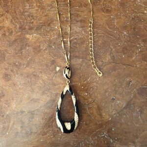 ST. John Black, Gold and Crystal Necklace.